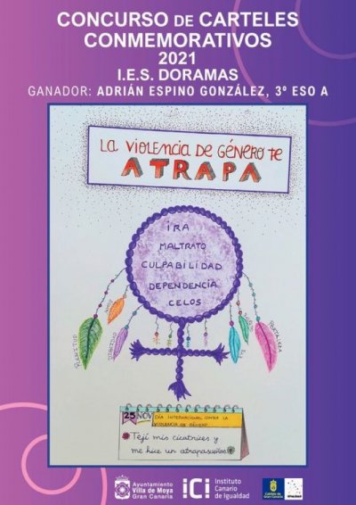 El cartel diseñado por Adrián Espino González ha sido el ganador de  &#039;La violencia de género te atrapa&#039;