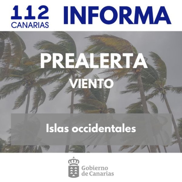 El Gobierno de Canarias declara la prealerta por viento en toda la provincia occidental