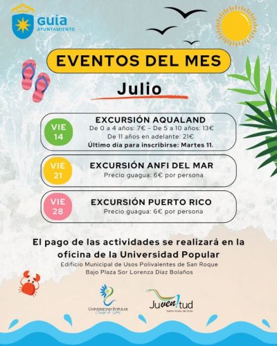 Gu&iacute;a: Este verano, vuelven las excursiones a parques acu&aacute;ticos y playas del sur de la Isla organizadas por el Ayuntamiento