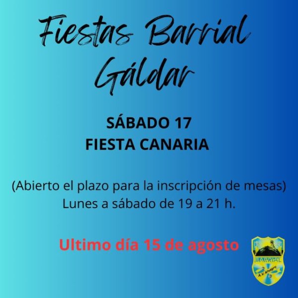Gáldar: Se abre el plazo hasta el 15 de agosto, para solicitar las mesas de La Fiesta Canaria de Barrial