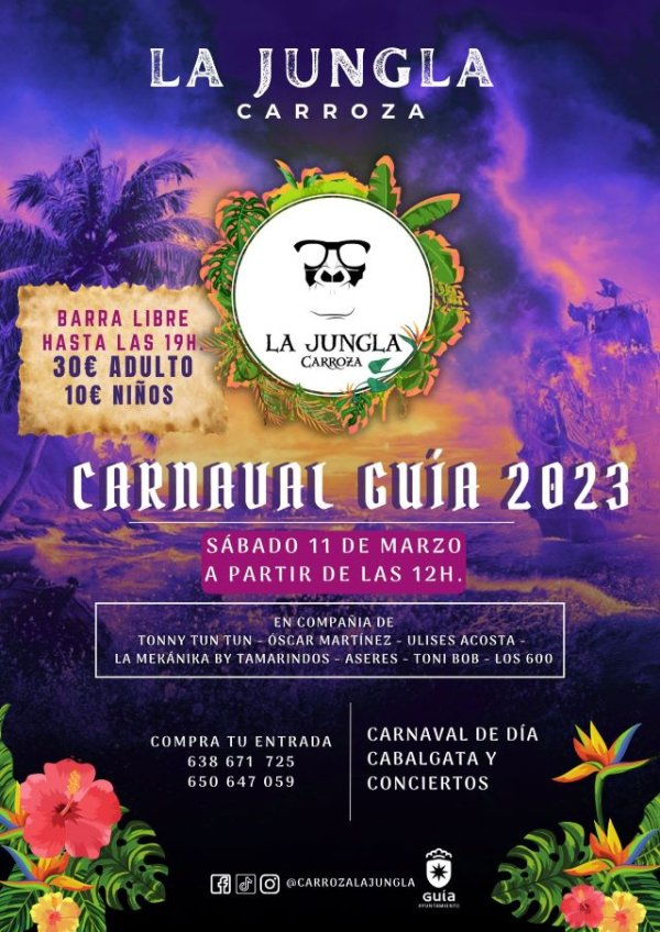 Abierto el plazo para adquirir las entradas a la carroza ‘La Jungla’ que recorrerá las calles de Guía en la Gran Cabalgata del Carnaval