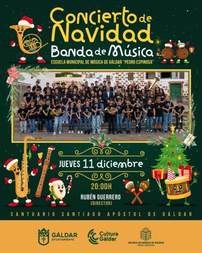 G&aacute;ldar: La Banda Infantil de la Escuela Municipal de M&uacute;sica ofrece su &lsquo;Concierto de Navidad&rsquo;