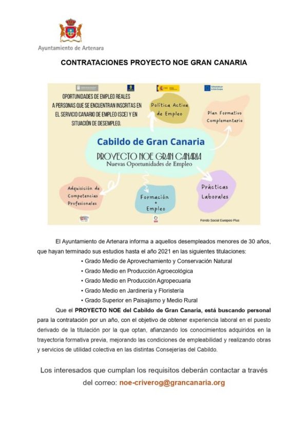 Artenara: Contrataciones proyecto NOE