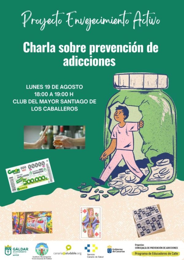 El proyecto ‘Envejecimiento Activo’ organiza este lunes una charla sobre la prevención de adicciones