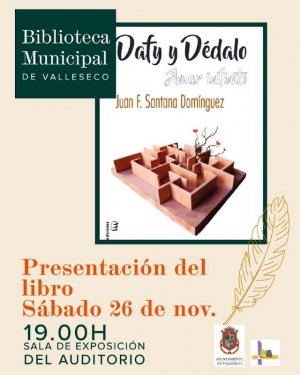 Valleseco acoge la presentación de la novela “Daty y Dédalo. Amar infinito”