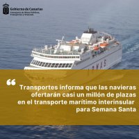 Transportes informa que las navieras ofertar&aacute;n casi un mill&oacute;n de plazas interinsulares para Semana Santa
