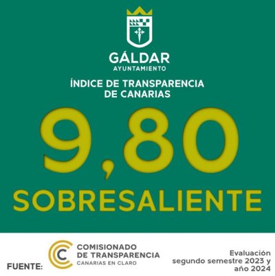 El Ayuntamiento de Gáldar renueva su sobresaliente en Transparencia por cuarto año seguido