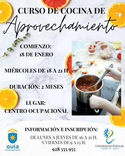 La Universidad Popular Ciudad de Gu&iacute;a pone en marcha un curso de Cocina de Aprovechamiento