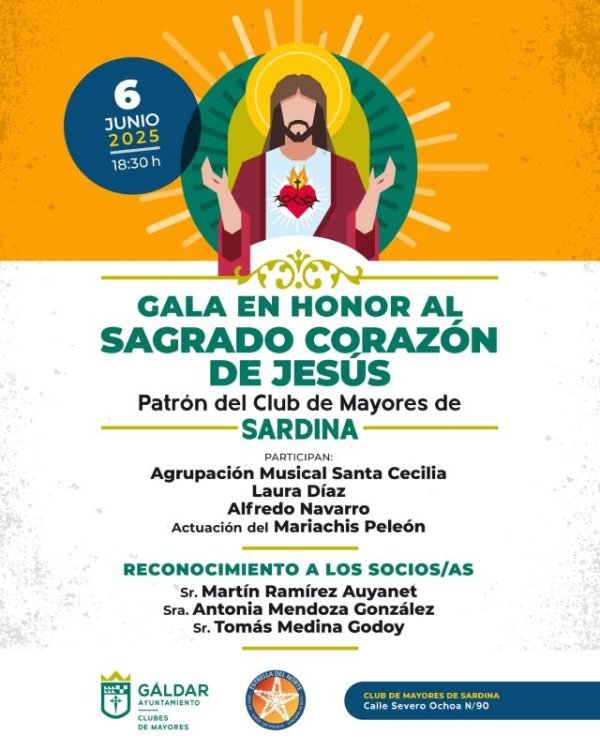 Gáldar: El Club de Mayores de Sardina celebra una Gala en honor a su patrón, el Sagrado Corazón de Jesús