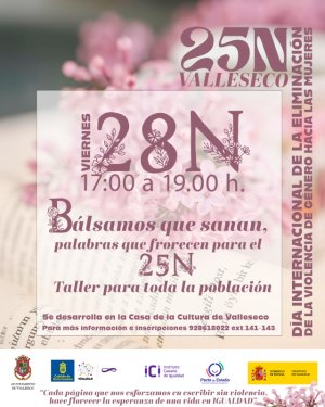 Valleseco organiza el taller “Bálsamos que sanan, palabras que florecen para el 25N”